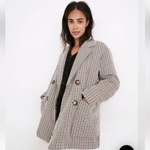 Madewell Padded Plaid Jacket in Antique Cream Cotton